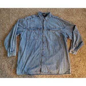 Vintage Zeppelin Brand Denim Jean Jacket Mens 2XL Tall Button Closure